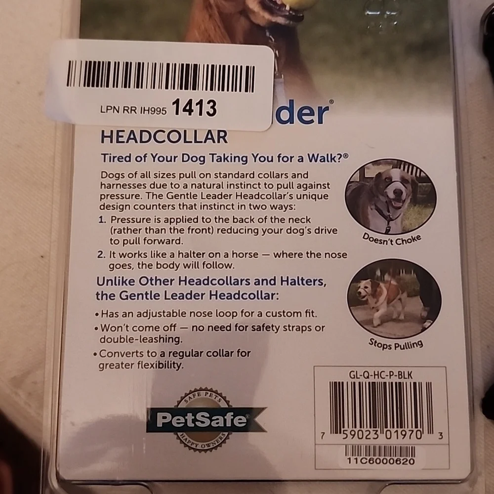 Pet Safe Gentle Leader Headcollar black size petite under 5lbs.